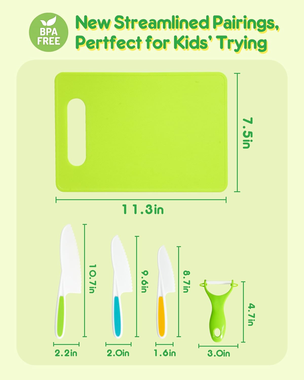 Kids Kitchen Knife Set, 15 Pcs BPA Free Montessori Kitchen Tools for Toddlers' Real Cooking, Include Knives, Crinkle and Sandwich Cutters, Peeler, Cutting Boards, Cleaning Tools for 3+ Birthday Gift