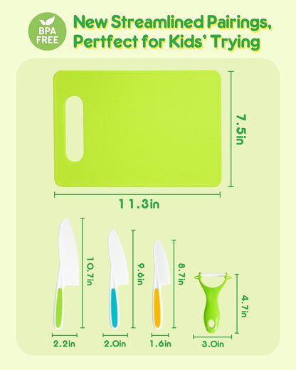 Kids Kitchen Knife Set, 15 Pcs BPA Free Montessori Kitchen Tools for Toddlers' Real Cooking, Include Knives, Crinkle and Sandwich Cutters, Peeler, Cutting Boards, Cleaning Tools for 3+ Birthday Gift