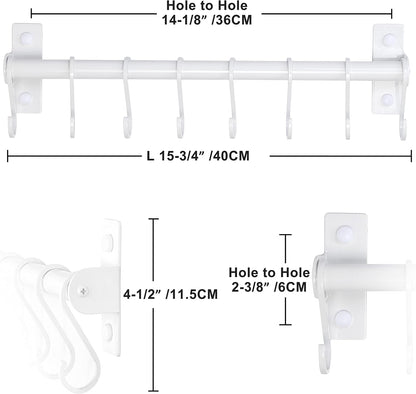 Dseap Kitchen Utensil Holder Hanger, Pot and Pan Rack Wall Mounted, Kitchen Rail with 8 Hooks for Hanging Cooking Utensils, Mugs, Spoons, Wall Mounted, Silver