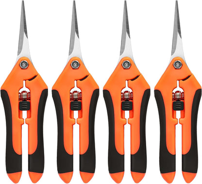 EWPJDK 4 Pack Garden Shears, Stainless Steel Shears Gardening Tools, Scissors, Garden Clippers, Pruning Shears for Gardening Shears & Scissors (Orange Green)