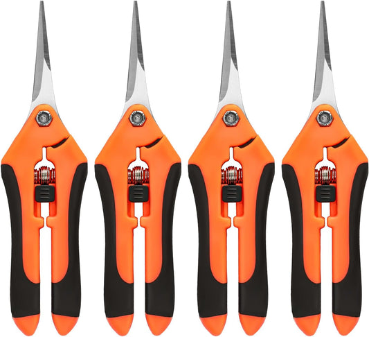 EWPJDK 4 Pack Garden Shears, Stainless Steel Shears Gardening Tools, Scissors, Garden Clippers, Pruning Shears for Gardening Shears & Scissors (Orange Green)