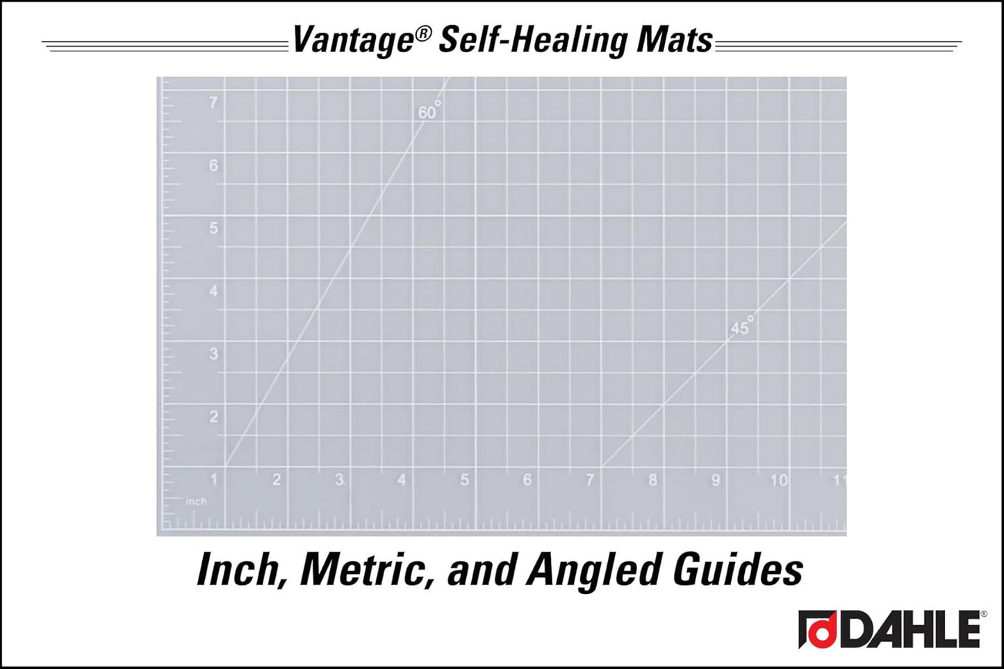 Dahle Vantage 10680 See-Through Premium Self-Healing Cutting Mat, 9"x12", 1/2" Grid, 5 Layers for Max Healing, Perfect for Crafts & Sewing, Clear