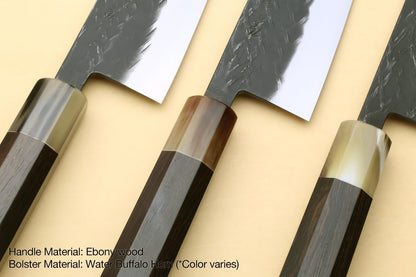 Yoshihiro Kurouchi Stainless Clad High Performance SLD Japanese Nakiri Vegetable Knife & Petty Utility Knife 2pc Set (Nakiri 6.5" / Petty 5.3" & Saya Cover)