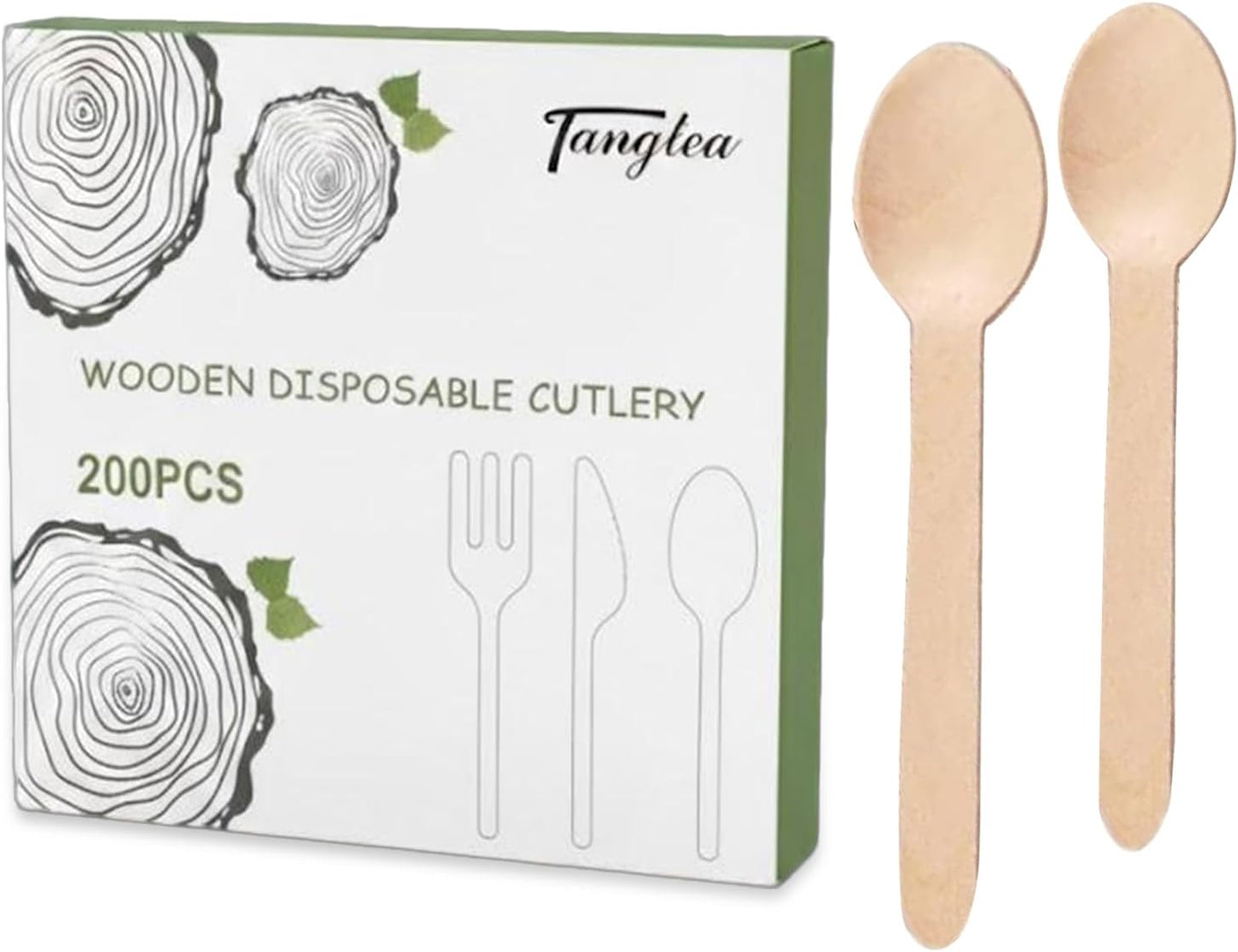 200 Disposable Knives - 6.5 Inch Long Wooden Cutlery - Biodegradable Silverware for Catering Formal Events, Parties, Picnics, Camping, Travel, Weddings, and Other Occasions