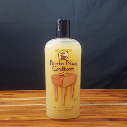 Howard Products Butcher Block Conditioner and Food Grade Mineral Oil for Wood Cutting Boards, 12 Fl Oz - Enhanced Wood Care