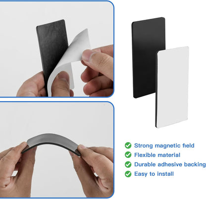 Magnetic Strips with Adhesive Backing, Strong Magnetic Tape Flat Rubber Magnet Strip, Sticky Magnet Strips for Most Surfaces, Refrigerator Whiteboard Dry Erase Board (80 x 45 x 2 mm, 5 pcs)
