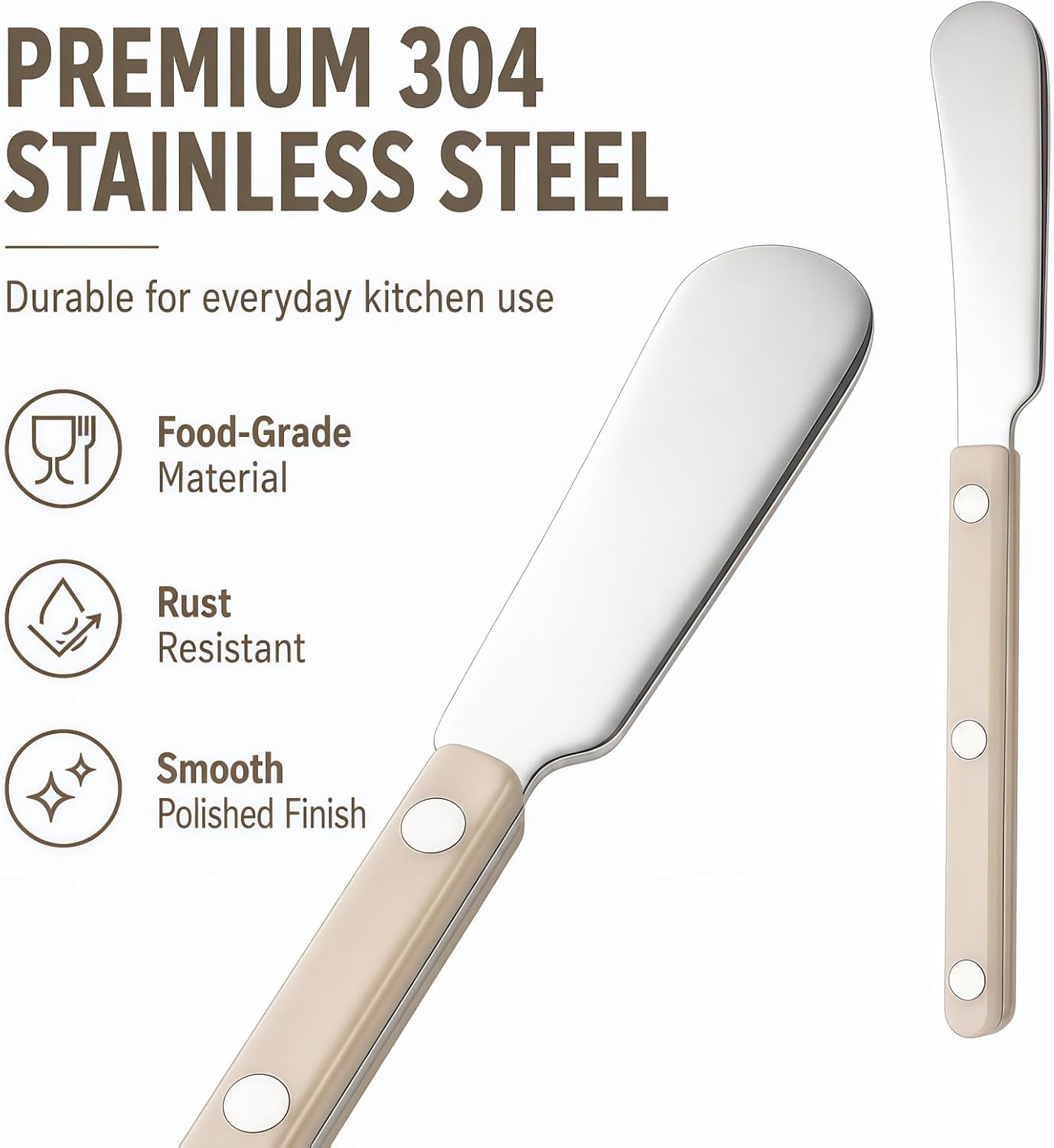 4PCS Stainless Steel Butter Knives Set: 6.3 Inch Cheese Spreader 304 Stainless Steel with Ergonomic Handle for Cheese, Butter & Jam (green)