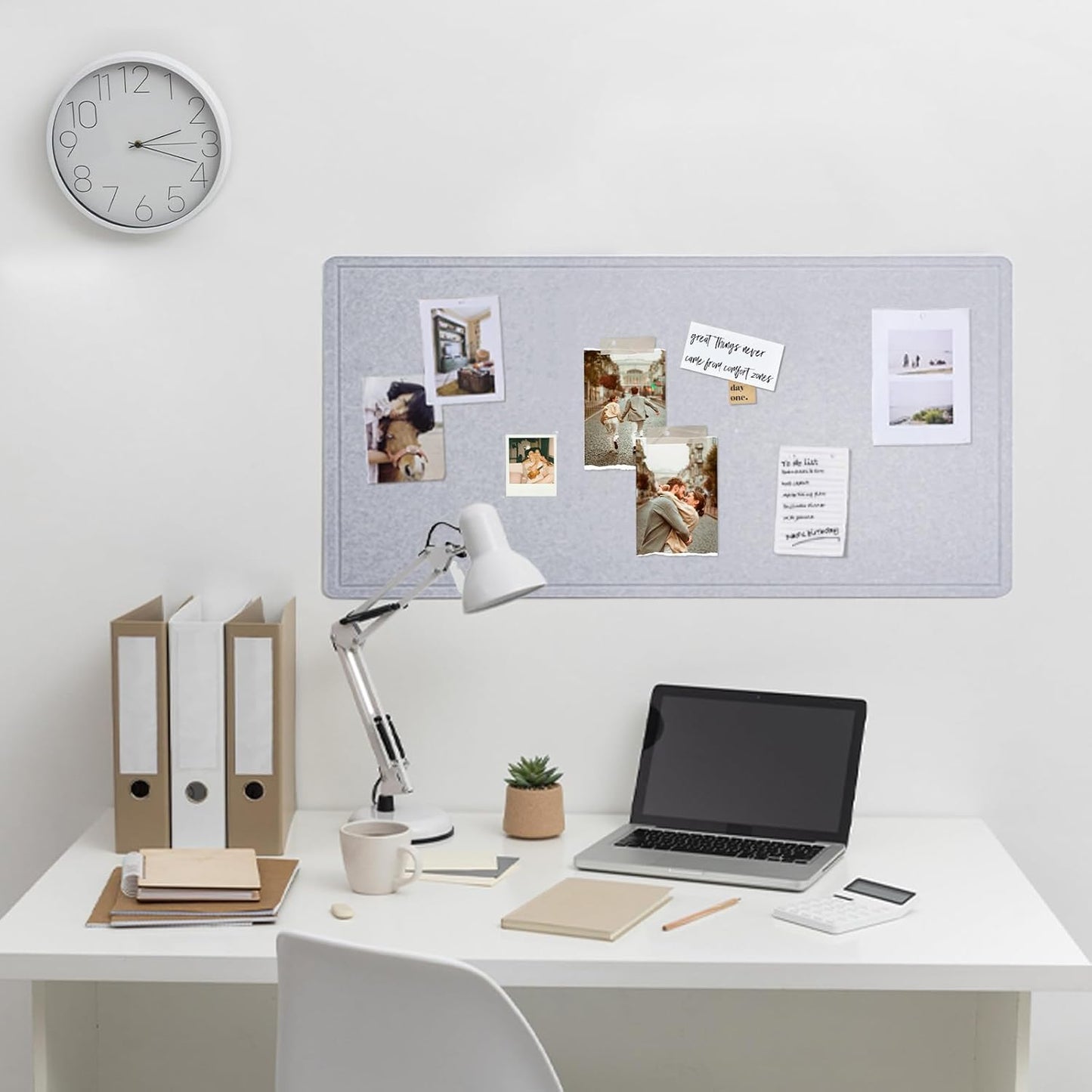 Lightomorrow Bulletin Board, 36 x 24 inches Felt Board - Decorative Pin Board, Cork Board Alternative for Wall, 3' x 2' Foldable Self-Adhesive Vision Board Prayer Board with 20 Pushpins - Black