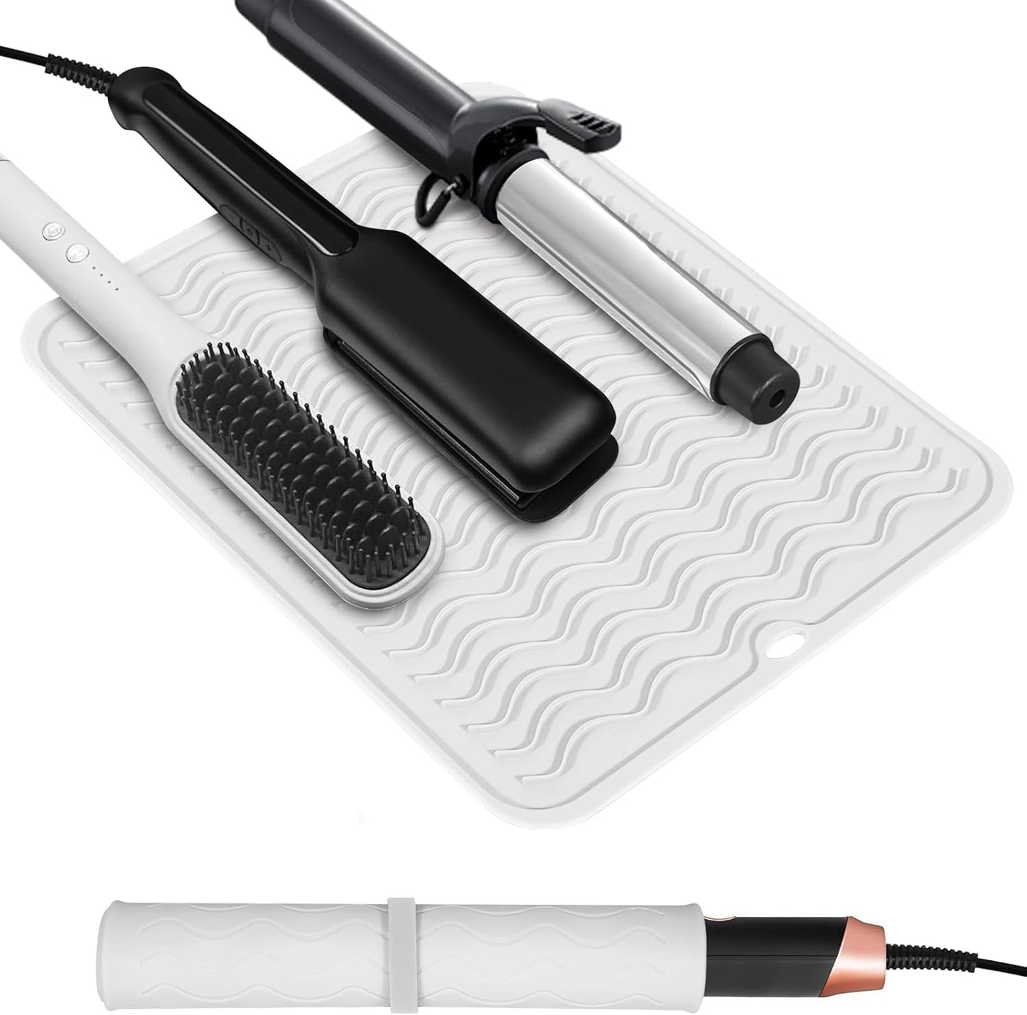 Heat Resistant Mat Oversize Curling Iron Mat Silicone Hot Hair Tools Mat for Hair Straightener,Flat Irons,Hair Styling Tools Countertop protection Portable Travel Mat 14.2" x 11"