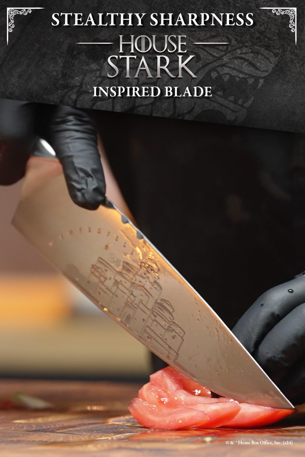 Dalstrong 8 inch Chef Knife- Game of Thrones™ Knife - House Lannister™ Edition - German Premium Steel Full Tang - Professional G10 Handle - Collection Item Toughbuilt Utility Knife- Leather Sheath