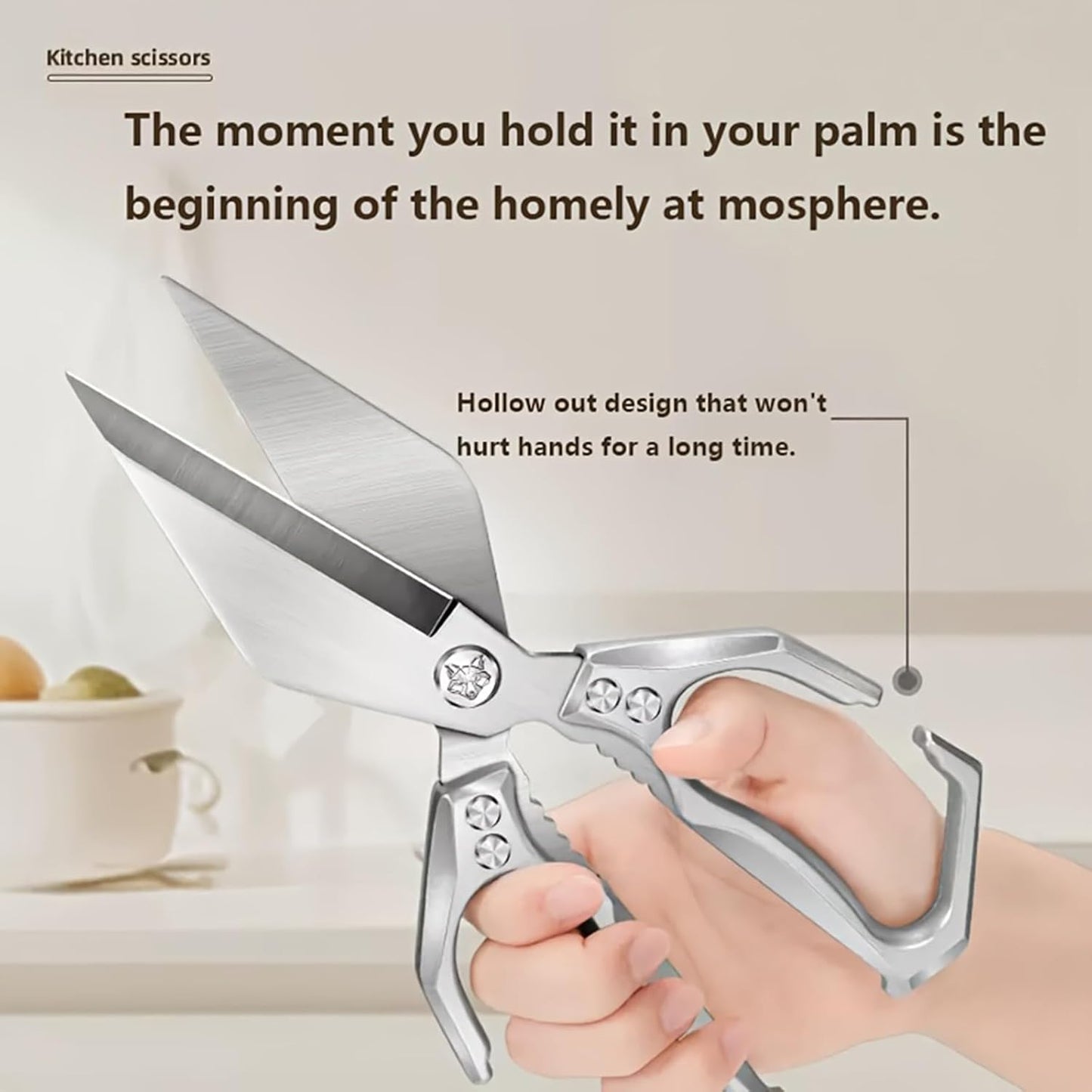 Multifunctional Heavy-Duty Kitchen Shears, Poultry Scissors with Ergonomic Handle, Dishwasher Safe Shears for Chicken, Meat, Seafood, Bone Cutting (Red)