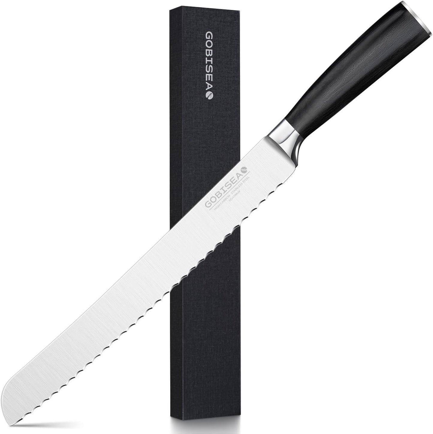 10-Inch Serrated Bread Knife for Homemade Bread, Sourdough Bread Knife with Wide Wavy Edge for Slicing Toast, Baguette, Bagels, Cake