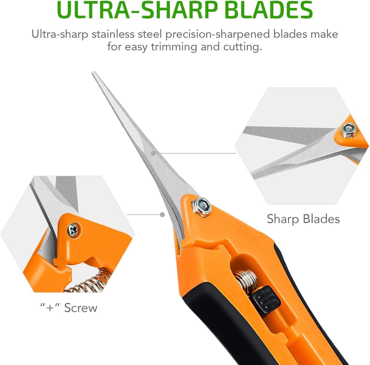 iPower 6.5 Inch Gardening Hand Pruner Pruning Shears Trimming Scissors with Straight Stainless Steel Blades for Bonsai, Herb, Bud, Hedge, 4-Pack, Yellow