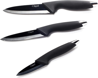 Ozeri Elite Chef 3-Piece Black Ceramic Knife Set