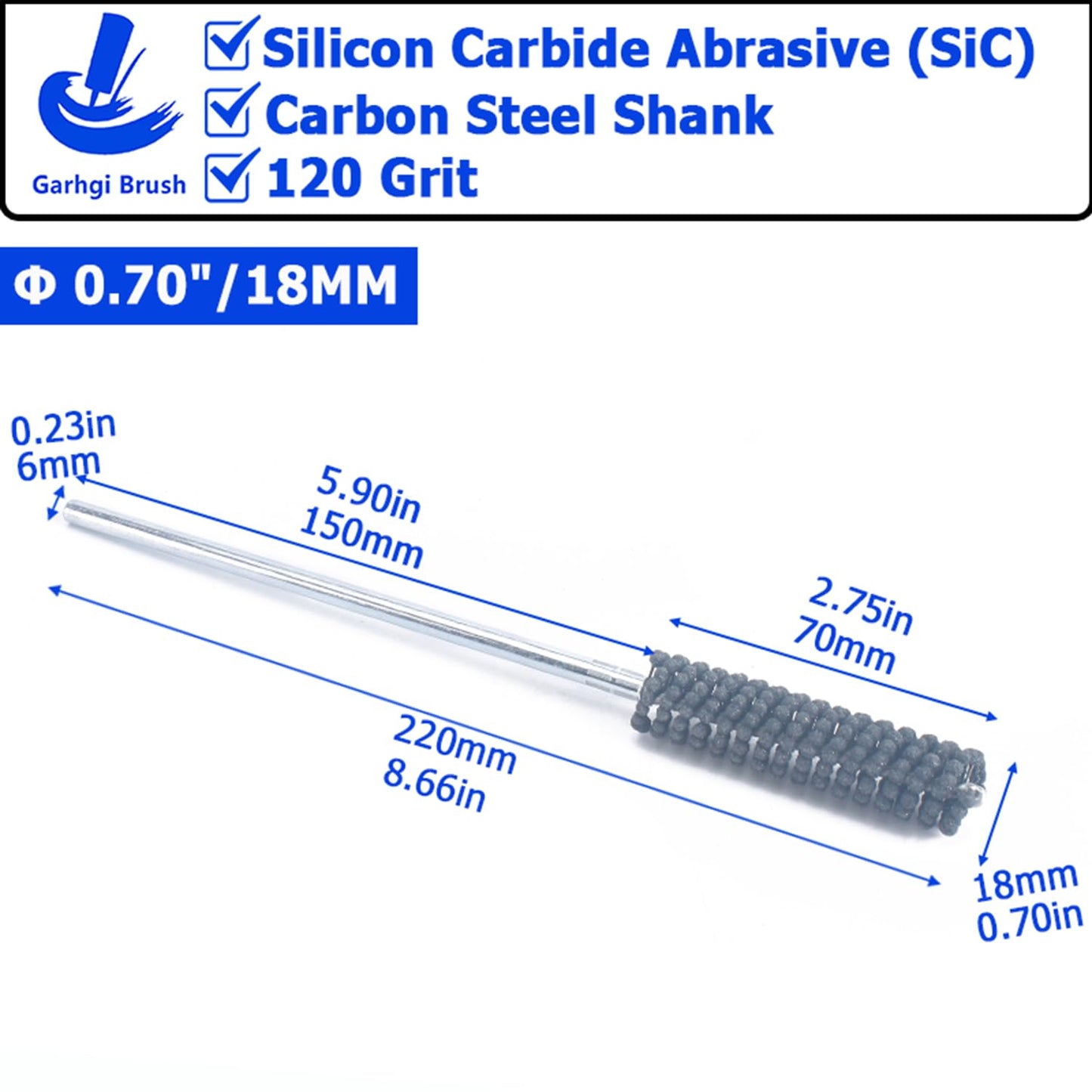 0.591"(15mm) Cylinder Hone Brush with Round Carbon Steel Shank in 120 Grit SiC Abrasive Nylon Balls for Deburring Small Engine Cylinders Brake Piston Rings Guides Tubes Cam Bearings