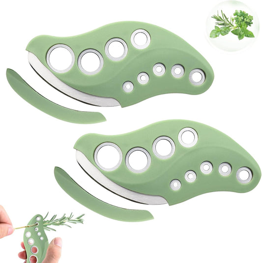 Herb Stripper Tool 9 Holes with Herb Cutter, Herb Stripper Cutter Tool, Stainless Steel Kitchen Herbs Leaf Stripping Herb Leaf Peeler for Collard Greens Thyme Basil Rosemary Stripper, Dishwasher Safe