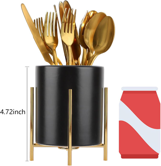 Utensil Organizer for kitchen, Knives and Forks with Shiny metal frame Tray for Farmhouse Kitchen Decor and Countertop(6.3 * 4.33inch)