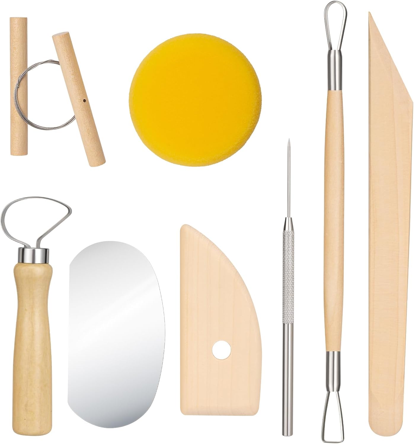 Amrules Clay Tools Kit, 12 PCS Polymer Clay Cutter Tools, Rectangle Shape Acrylic Press Board and Roller Pin Supplies Suitable for Shaping, Carving, Pottery Craft and DIY Projects