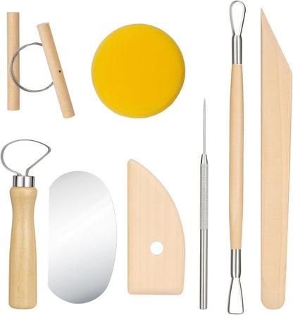 Amrules Clay Tools Kit, 12 PCS Polymer Clay Cutter Tools, Rectangle Shape Acrylic Press Board and Roller Pin Supplies Suitable for Shaping, Carving, Pottery Craft and DIY Projects