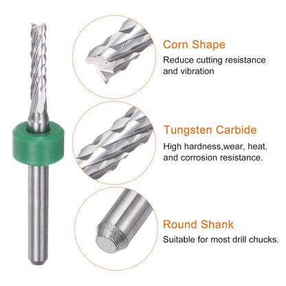 HARFINGTON 10pcs End Mill Bits 0.8mm Solid Carbide CNC Router Bits Engraving Cutter Tools for PCB Circuit Board Milling Machine Wood Carving, 1/8" Straight Shank