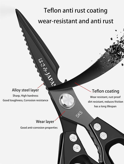 Multi-Purpose Rust Proof Kitchen Shears, Heavy Duty Meat Scissors, Dishwasher Safe, for Chicken, Vegetables, Steak, Fish Scaling & Bottle Opener(Red)