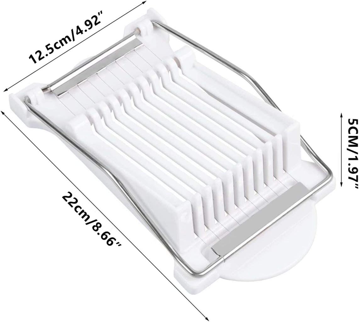 Luncheon Meat Slicer, Boiled Egg Slicer, Banana Watermelon Slicer, Stainless Steel Wire 10-Wire Slicer, Ham, Cheese, Egg, Vegetable, Fruit, Soft Food Cutting Tool (White)
