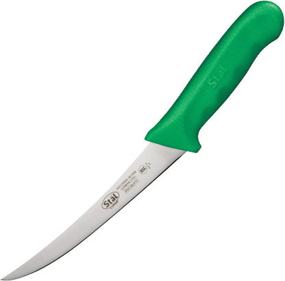 Winco 6" Commercial-Grade German Steel Boning Knife, Curved, Green