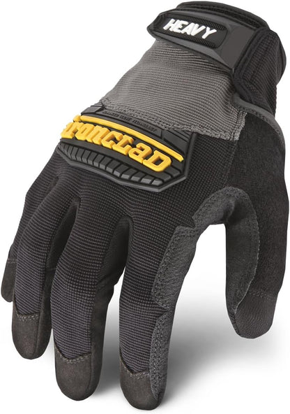 Ironclad Heavy Utility Work Gloves HUG, High Abrasion Resistance, Performance Fit, Durable, Machine Washable, (1 Pair), MEDIUM, Black & Grey