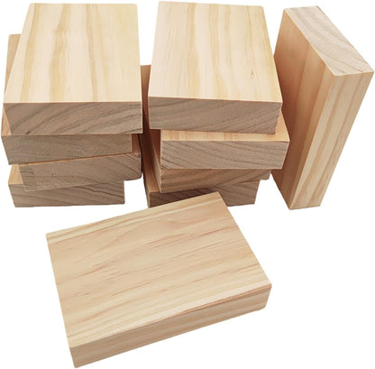 4PCS Rectangle Wood Boards Unfinished Wood Blocks for Crafting, 8x6x1in Blank Whittling Wooden Blocks for Wood Carving,Painting & Burning