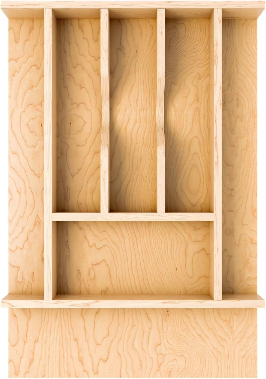 Rev-A-Shelf Natural Maple Right Size Utensil Insert Home Storage Kitchen Organizer 7 Compartment Drawer Accessory, 19 1/4" x 19 1/2", 4WCT-24SH-1
