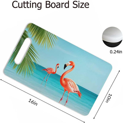 Coffee Set Cutting Board with Handles Coffee Maker Muffin Cup Flower Hot Drink Love Cutting Boards Plastic Safe Chopping Board for Kitchen 16" x 10" x 0.24"