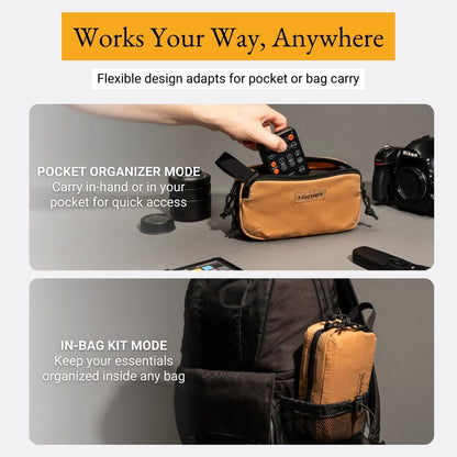 LOCHBY® Venture Pouch | Multipurpose Tactical Tool Bag | Water Resistant Waxed Canvas | Dual-Sided Zipper Pouch | for Motorcycle, Bike, EDC, Pen, Pencil, Art, Tech & Travel