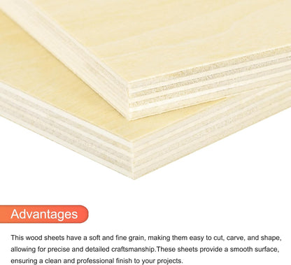 MECCANIXITY 10pcs Basswood Sheet 4 x 4 x 3/8 Inch Unfinished Wood Boards Plywood for Crafts Laser Cutting with Smooth Surfaces