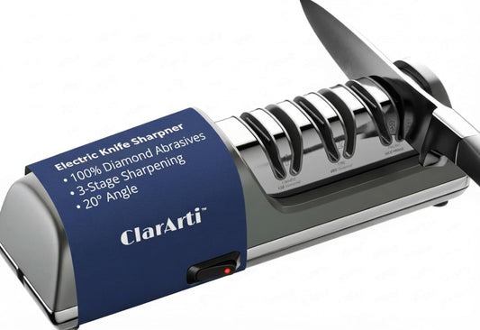 Electric Knife Sharpener for Kitchen Knives, 3-Stage Diamond Sharpening System with Guided Angle, Stable Suction Base, Fast & Safe Knife Sharpening for Home Cooks