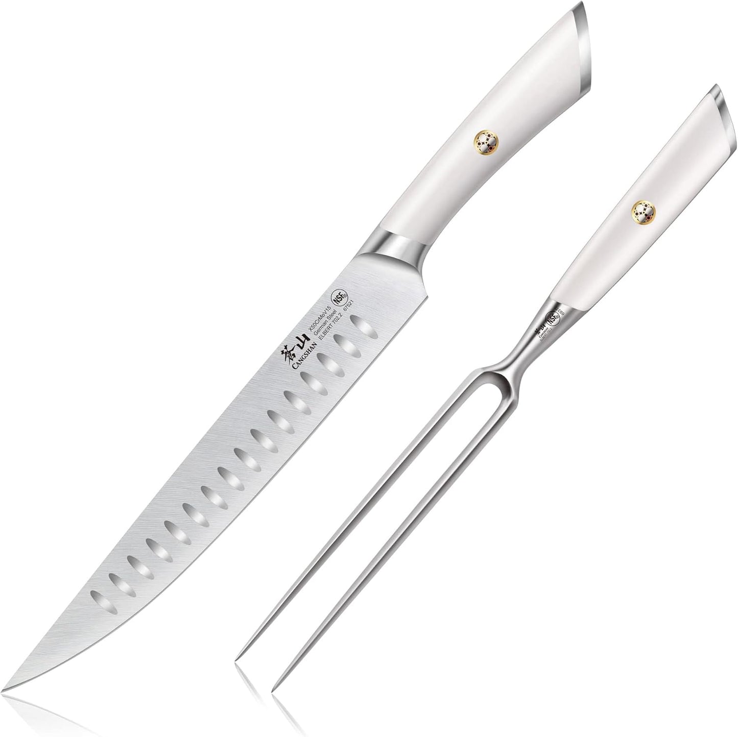 Cangshan ELBERT Series German Steel Forged 2-Piece Carving Set (White)