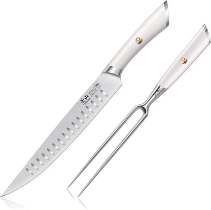Cangshan ELBERT Series German Steel Forged 2-Piece Carving Set (White)