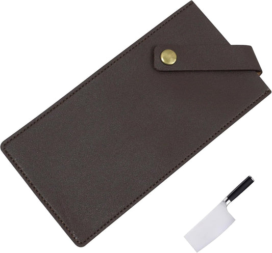 Cleaver Sheath and Chef Knife Protector, Waterproof PU Leather Meat Cutter Cover, Wide Cleaver Edge Holder Suitable for Knives with Blade Lengths of 7.28in/18.5cm or Less (7.28in Brown 1pc)