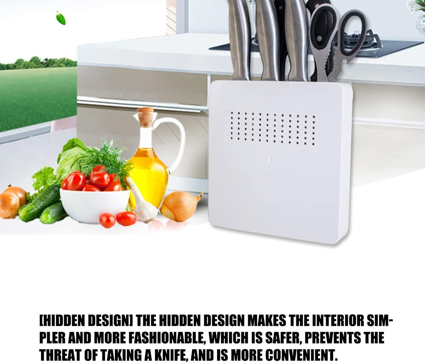 Knife Rack, Hidden Kitchen Knife Holder Prevent Injury Breathable Wall Mounted Knife Block for Home Kitchen