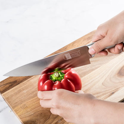 Knife Set, 17 Piece Dishwasher Safe Kitchen Knife Set with Block Super Sharp Stainless Steel Knife Sets for Kitchen with Block, Scissors & Built-in Sharpener