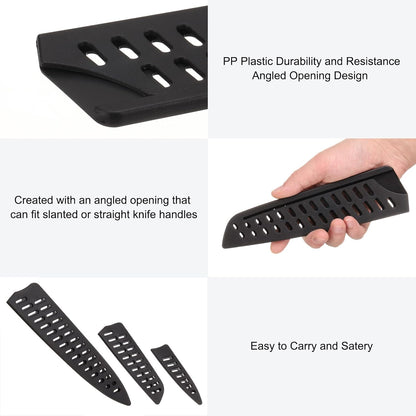 uxcell 6 Pcs Knife Cover Sleeves, 5.3" x 1" PP Knives Edge Guard Blade Protector Universal Knife Sheath for Home Kitchen, Black
