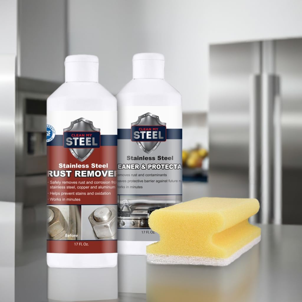 CLEAN MY STEEL Stainless Steel Rust Stain Remover Eraser Cleaner for Fridge, Outdoor BBQ Grill, from Metal Sink and Appliances, NSF Certified, Food Area Safe, 4 oz