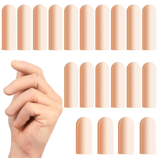 20 Pcs Gel Finger Cots - Reusable Silicone Finger Protectors & Thumb Cots, Flexible Shields for Stiff Sore Fingers Against Dryness, Rubbing, and Skin Stress During Daily Activities