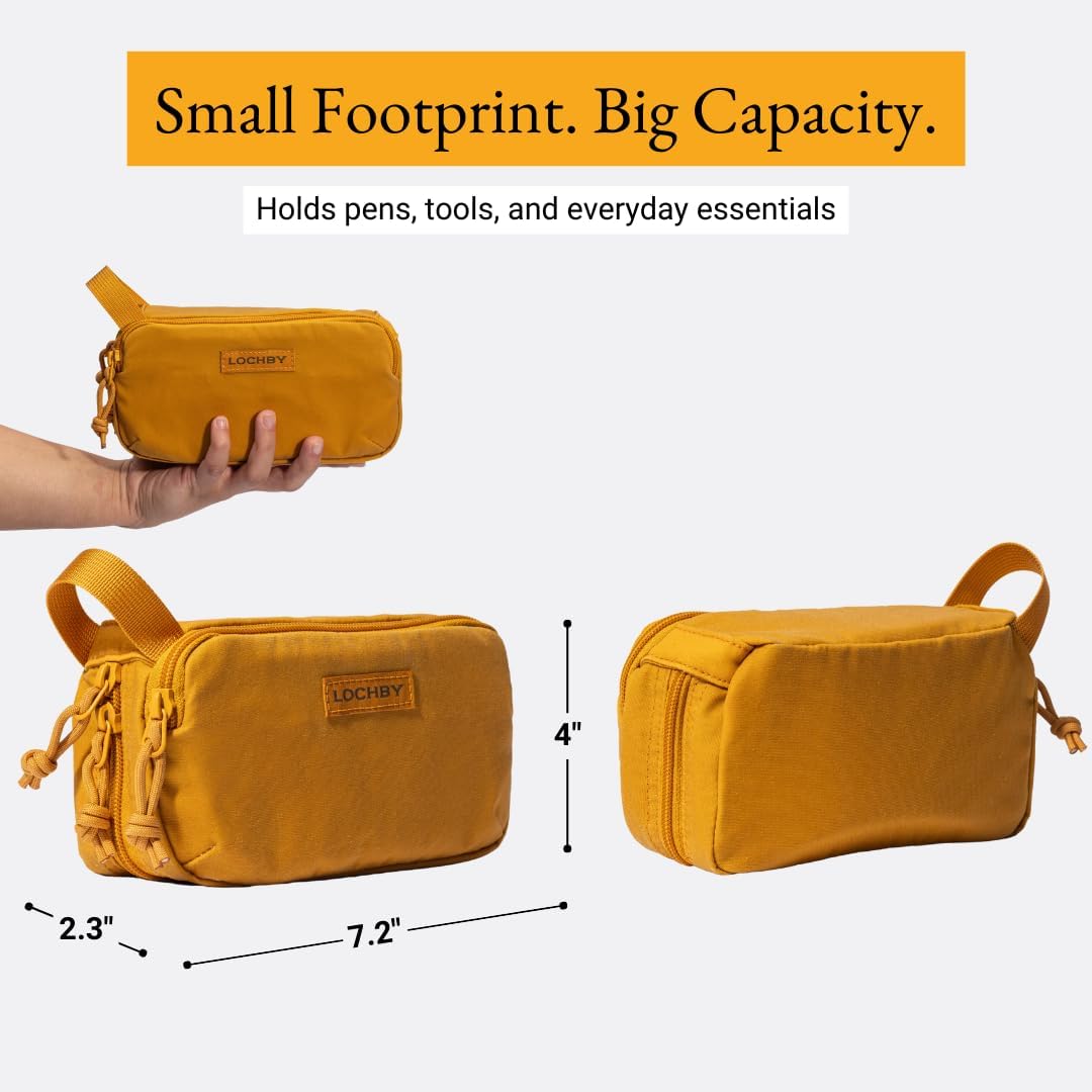 LOCHBY® Venture Pouch | Multipurpose Tactical Tool Bag | Water Resistant Waxed Canvas | Dual-Sided Zipper Pouch | for Motorcycle, Bike, EDC, Pen, Pencil, Art, Tech & Travel