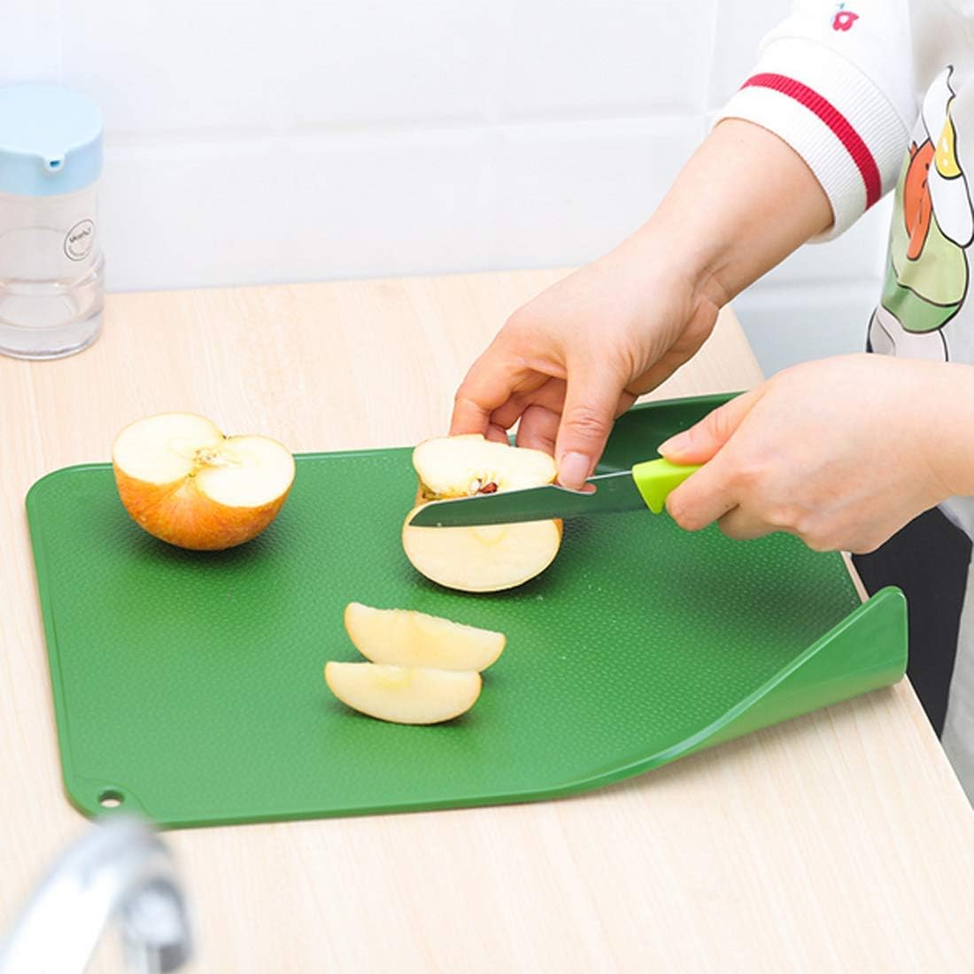 Kitchen Cutting Board (3-Piece Set)-PP material Easy to wash BPA-free,The bottom curling design makes food not easy to spill,Texture cut surface，Rubber bottom non-slip., Multicolor, YZ0003