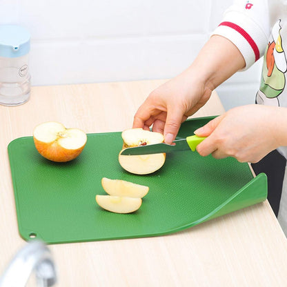 Kitchen Cutting Board (3-Piece Set)-PP material Easy to wash BPA-free,The bottom curling design makes food not easy to spill,Texture cut surface，Rubber bottom non-slip., Multicolor, YZ0003