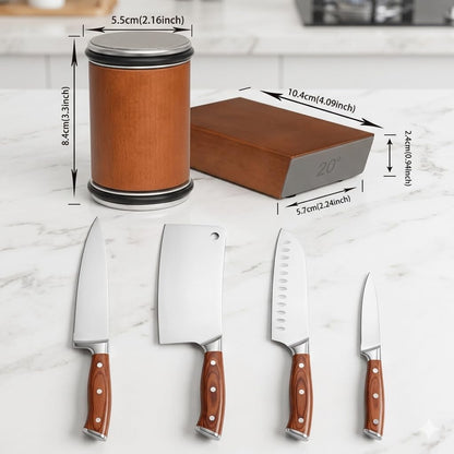 Rolling Knife Sharpener Tumbler Kit – Manual Diamond & Ceramic Sharpening Stone, Magnetic Angle Guide, Detachable Tumbler Knife Sharpener for Kitchen & Chef Knives
