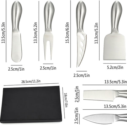 6-Piece Cheese Knife Set, Premium Stainless Steel Cheese Knives with Gift Box, Cheese and Charcuterie Board Collection matching tools (cheese knife set of 6)