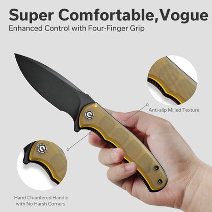 CIVIVI Folding Pocket Knife for EDC, Small Mini Praxis Knife for Men Women, 2.98" Damascus Blade Guibourtia Wood Handle, Sharp Camping Hiking Knives C18026C-DS1