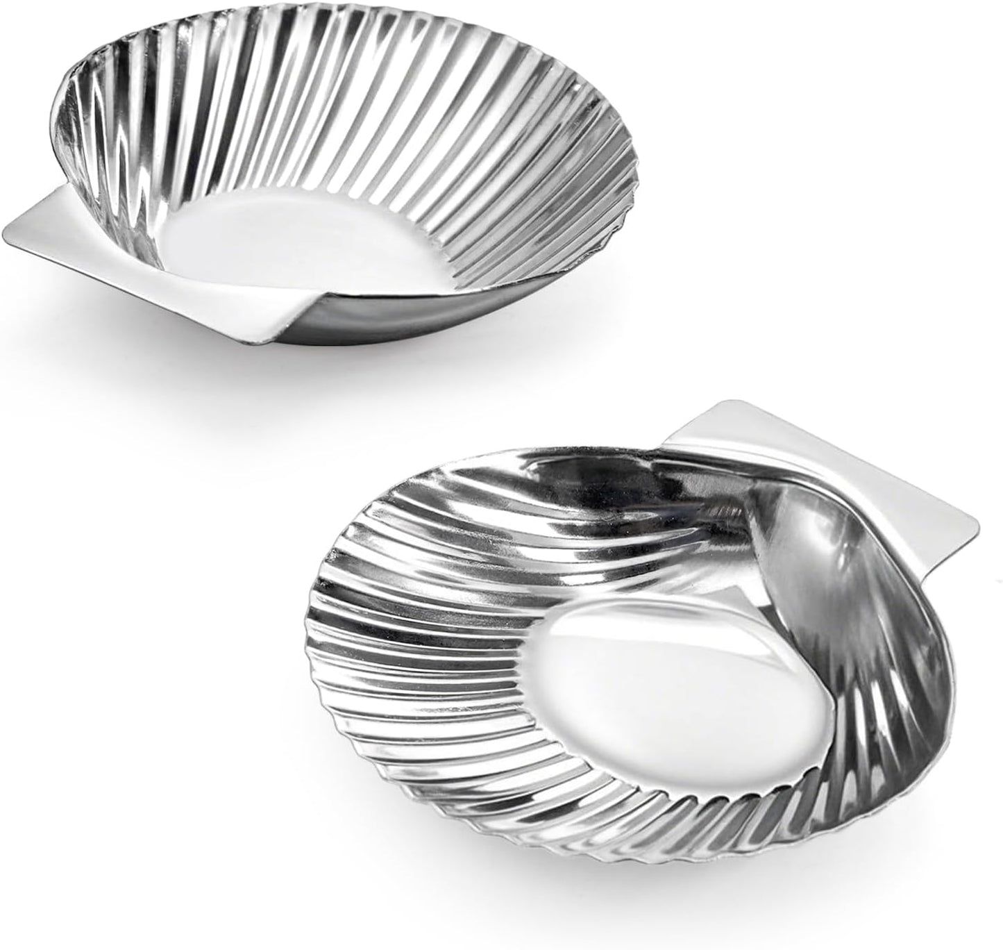Fasmov Set of 20 Stainless Steel Grillable Oyster Shells, Reusable Oyster Grilling Pan, Oysters Baking Dish for Make Oysters, Baked Clams, Scallop, Seafood of All Kind, Silver