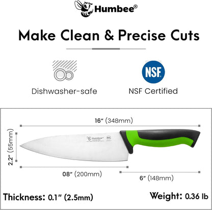 7.5-Inch Nakiri Knife, High Carbon Stainless Steel Hollow Grind Blade, Razor Sharp Edge, Ergonomic Non-Slip Handle, Cleaver Style, DT-50 Series, Orange